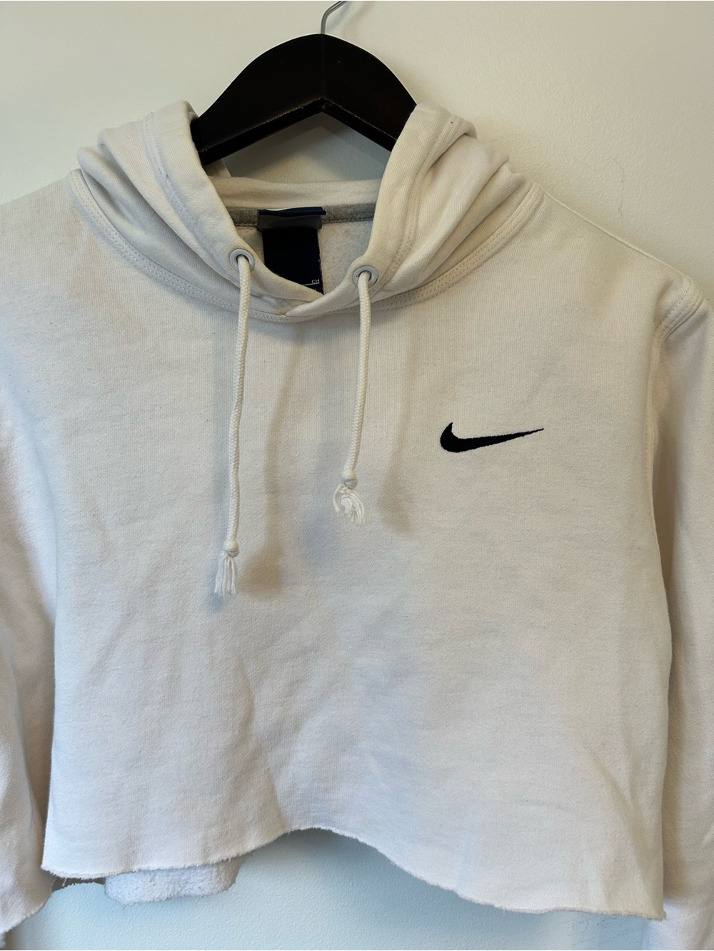 Vintage 80s Nike Blue Tag White Cropped Hoodie - Picture 2 of 6